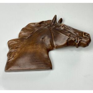 Vtg MCM 3D Ceramic Brown Horse Head Wall Hanging Plaque Statue Facing Left 1970s